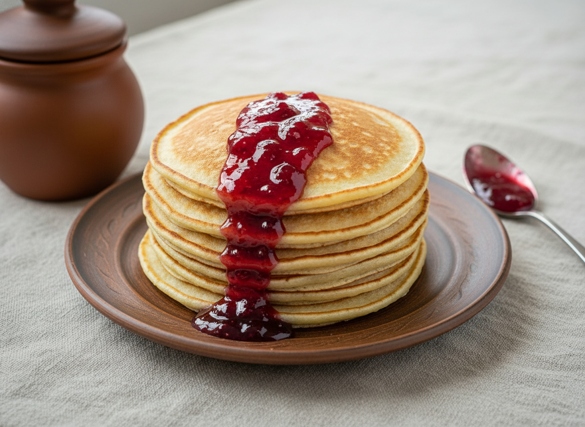 Блины с клубничным вареньем